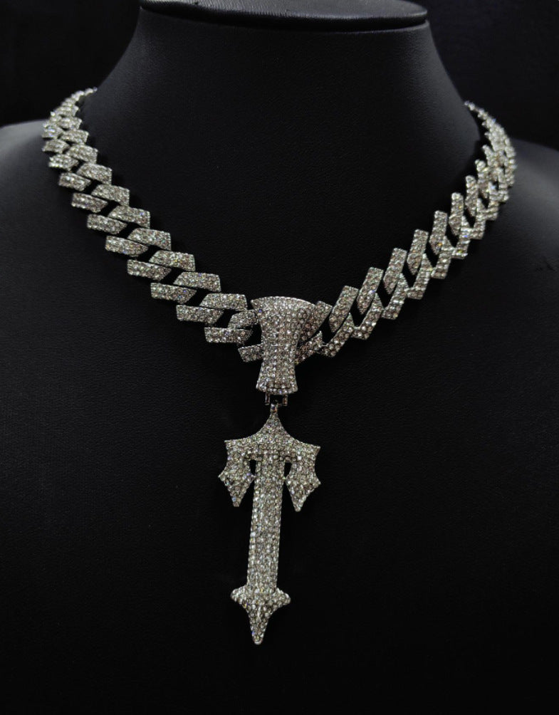 Men's Large Alloy Parts Hip Hop Sword Necklaces