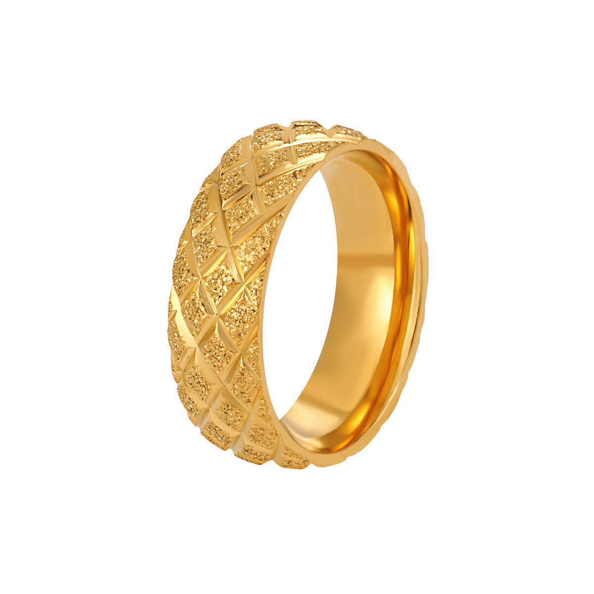Frosted Flash Cross Diamond Plaid Fashion Personality High Sense Titanium Rings