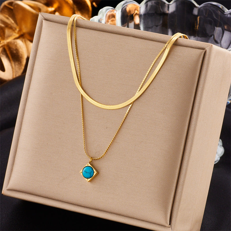 Creative Design Irregular Chain Diamond Square Necklaces