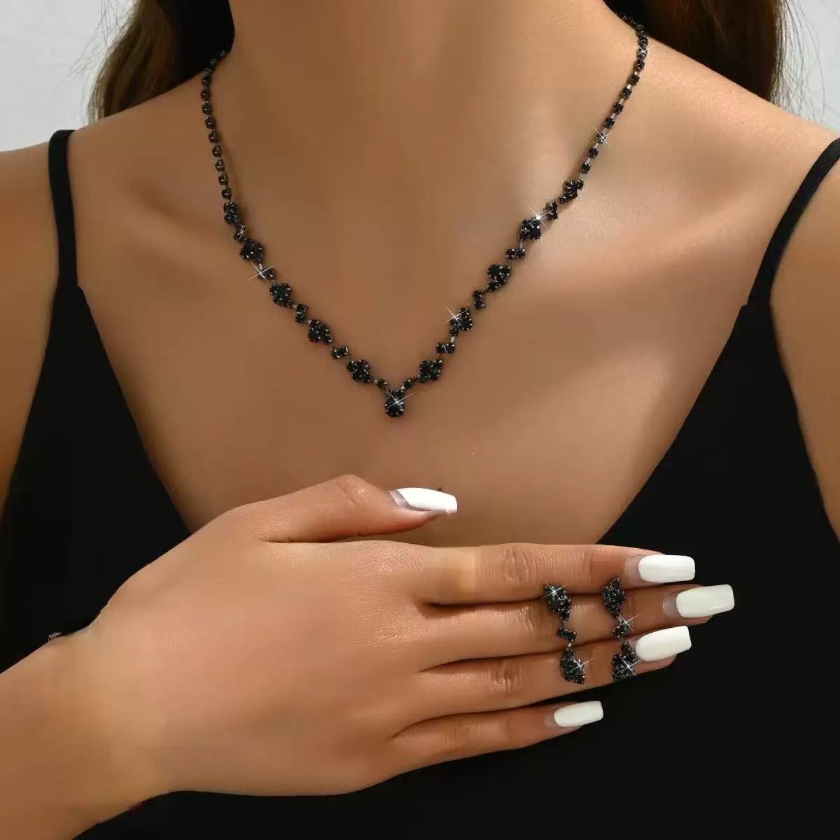 Women's Exquisite Full Diamond Suit Wedding Bridal Fashion Jewelry Set