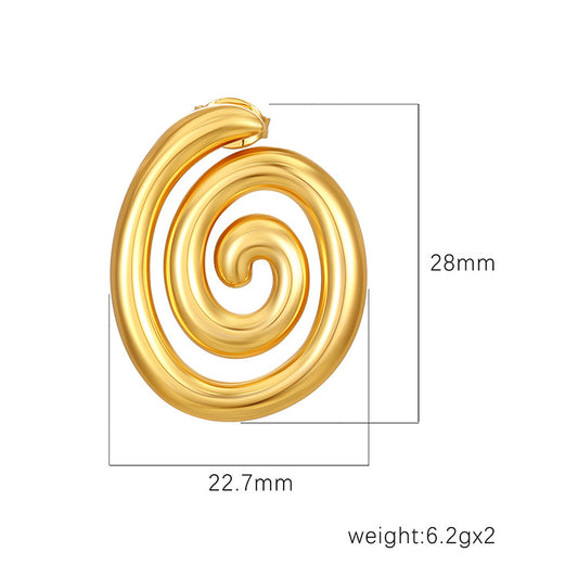 Women's Trendy Gold Stainless Steel Rotating Thread Earrings