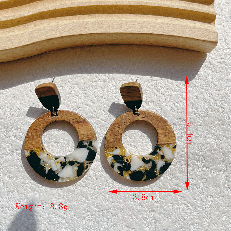 Women's Resin Stitching Niche High-grade Gold Foil Earrings