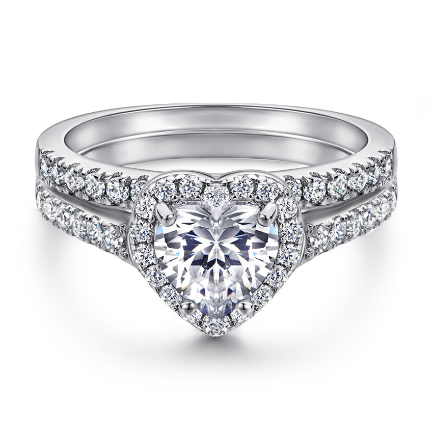 Women's Marriage Engagement Zircon Pure Sier Fashion Rings