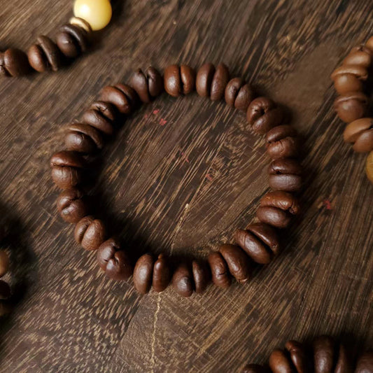 Coffee Bean Ebony Kitten Head Passion Fruit Seed Bracelets