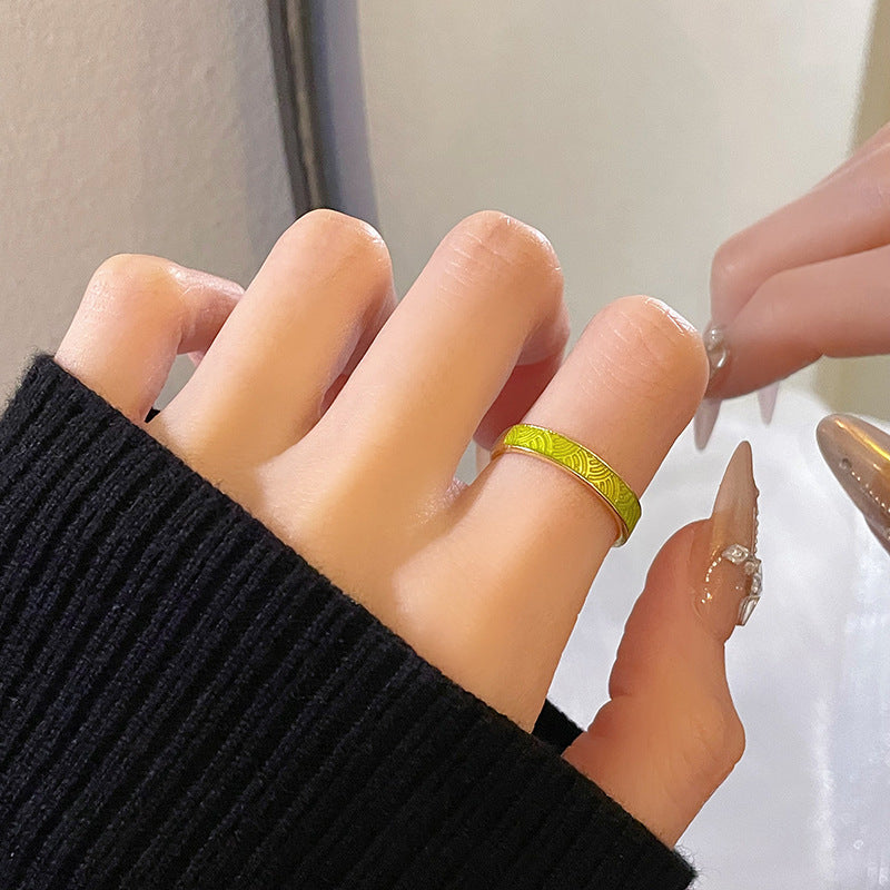 The Rich Enamel Golden Open-end Female Personalized Rings