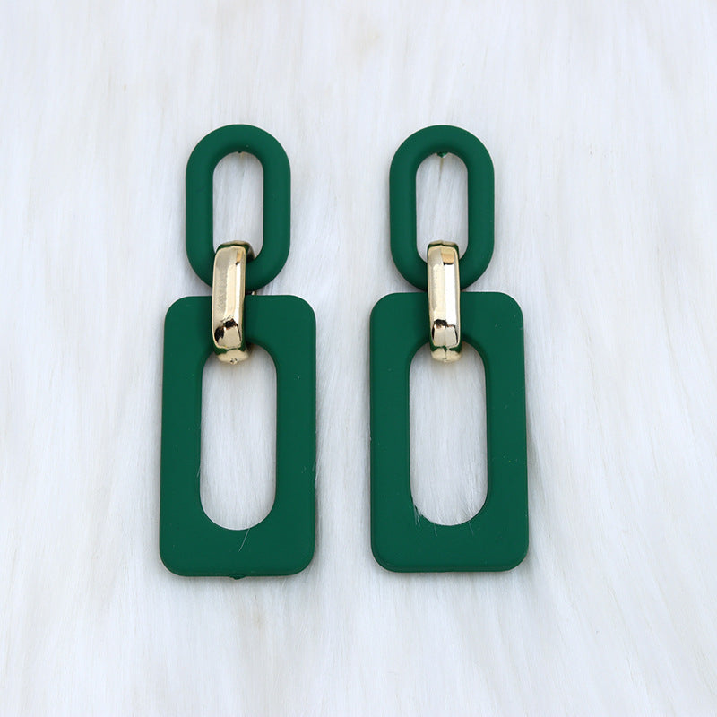 Women's Rectangular Hollow Out Stitching Acrylic Vintage Earrings