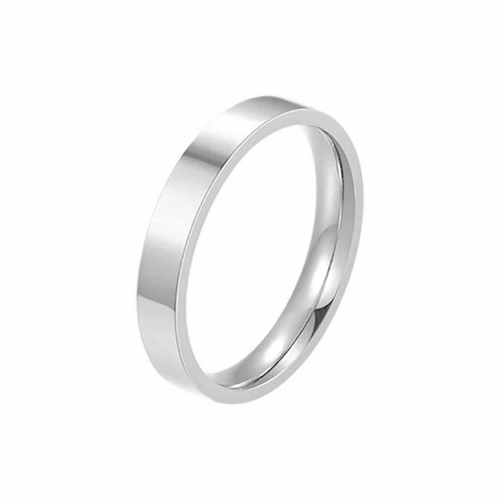 Simple Titanium Steel Glossy Flat Single Rings