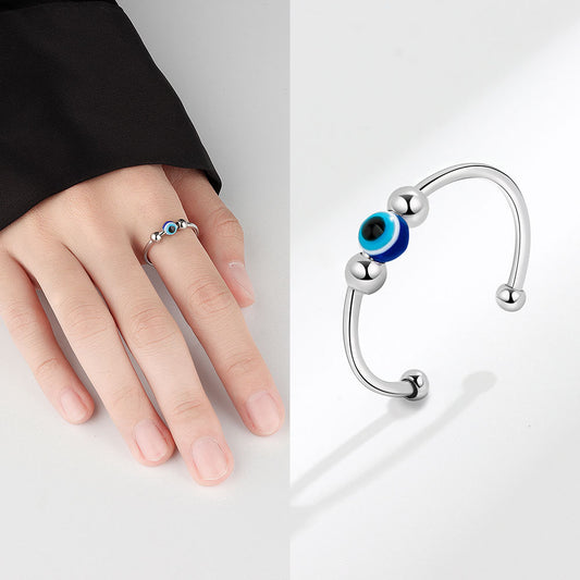 Women's Devil Eye Rotating Anxiety Adjustable Stacked Rings