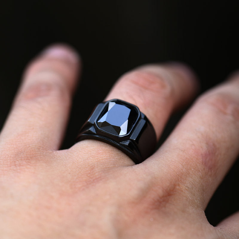 Men's Stainless Steel Electroplated Inlaid Jewel Vintage Rings