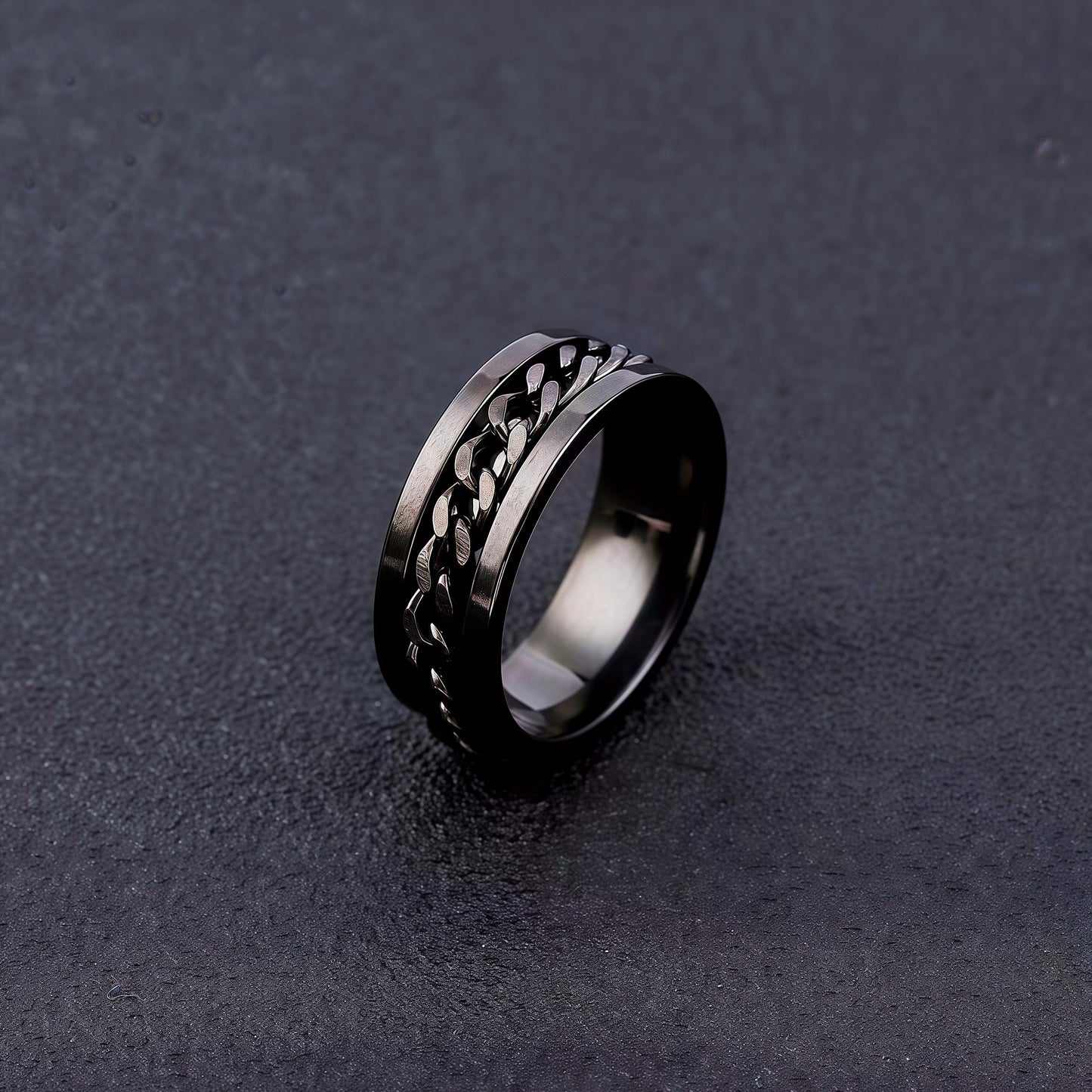 Men's Beer Adjustable Decompression Rotatable Chain Titanium Ring