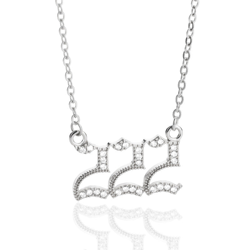 Women's & Men's Digital Angel Zircon Couple Ancient English Necklaces
