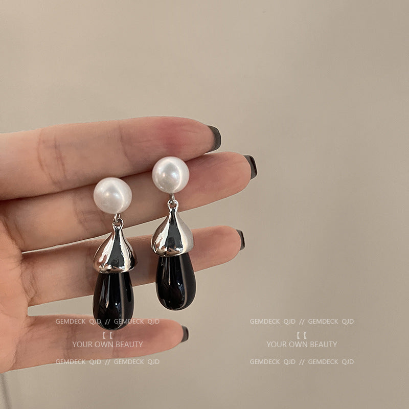 Style Long Fringed Pearl Sier Needle Earrings