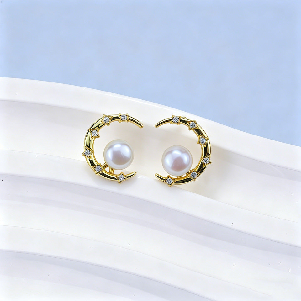 Women's Pearl Ear High-grade Square Simple Temperament Stud Earrings