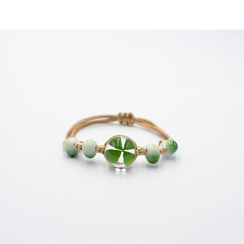 Ornament Four-leaf Clover Scenic Spot Dried Flower Bracelets