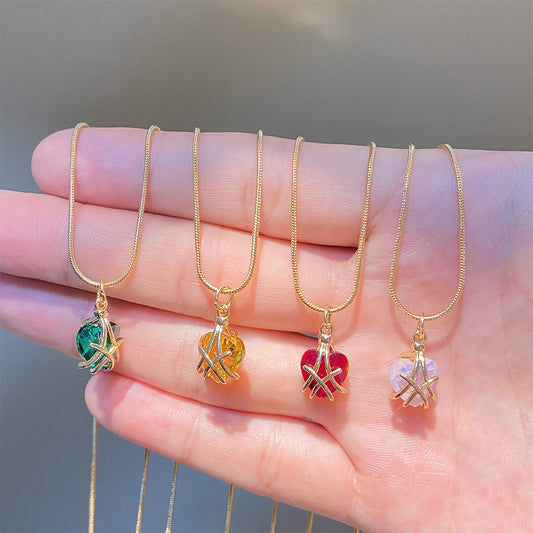 Barbie Diamond Castle Love Female Fashion Sweet Heart-shaped Collarbone Necklaces