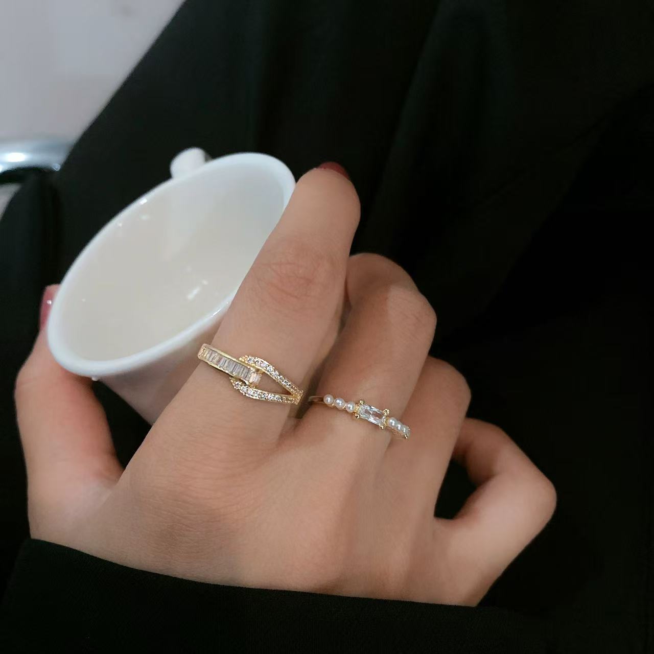 Horseshoe Gang Drill Zircon Affordable Luxury Fashion Temperamental Ring