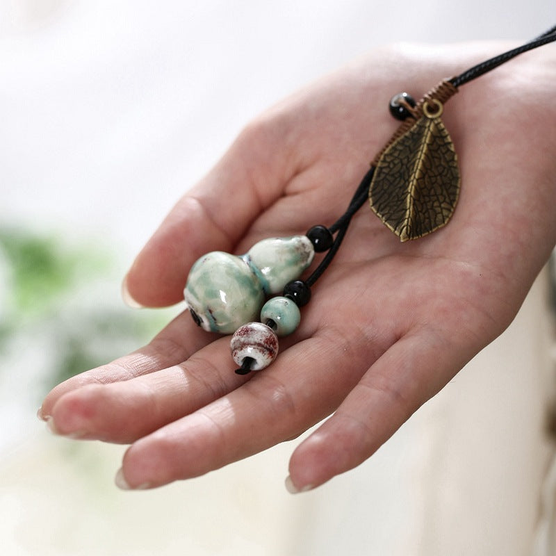 Sweater Chain Long Leaf Calabash Pendent Necklaces