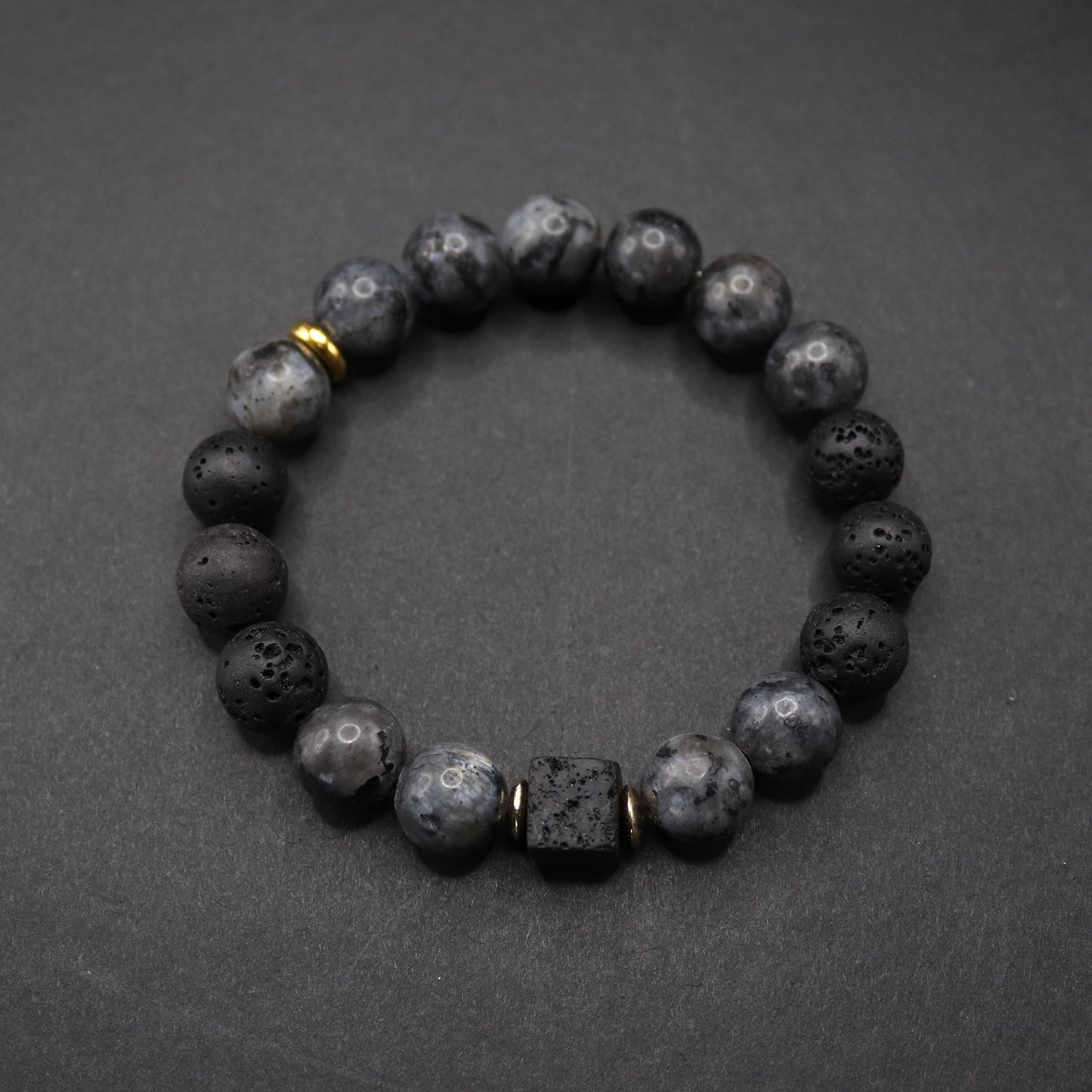 Sense Volcanic Stone Male Obsidian Frosted Geometric Bracelets