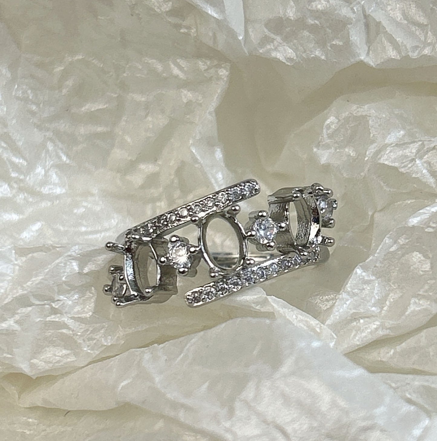 Setting Big Diamond Round Drip Love Open Mouth Inlaid Ring